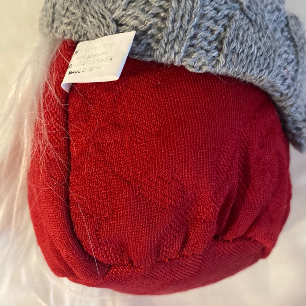 πNordic Gnome Doll Bean Bag Pom Button Nose Gray Knit Hat Valentineβs Party 12" - Picture 6 of 12